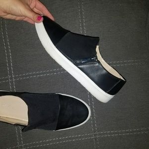 Faux Black Slip Ons with Zipper Size 9